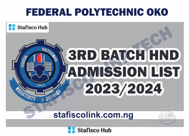 Federal Polytechnic Oko HND Admission List 3rd Batch