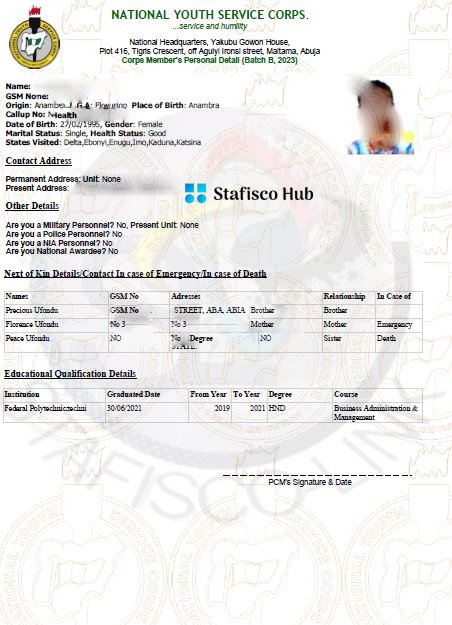 nysc green card sample